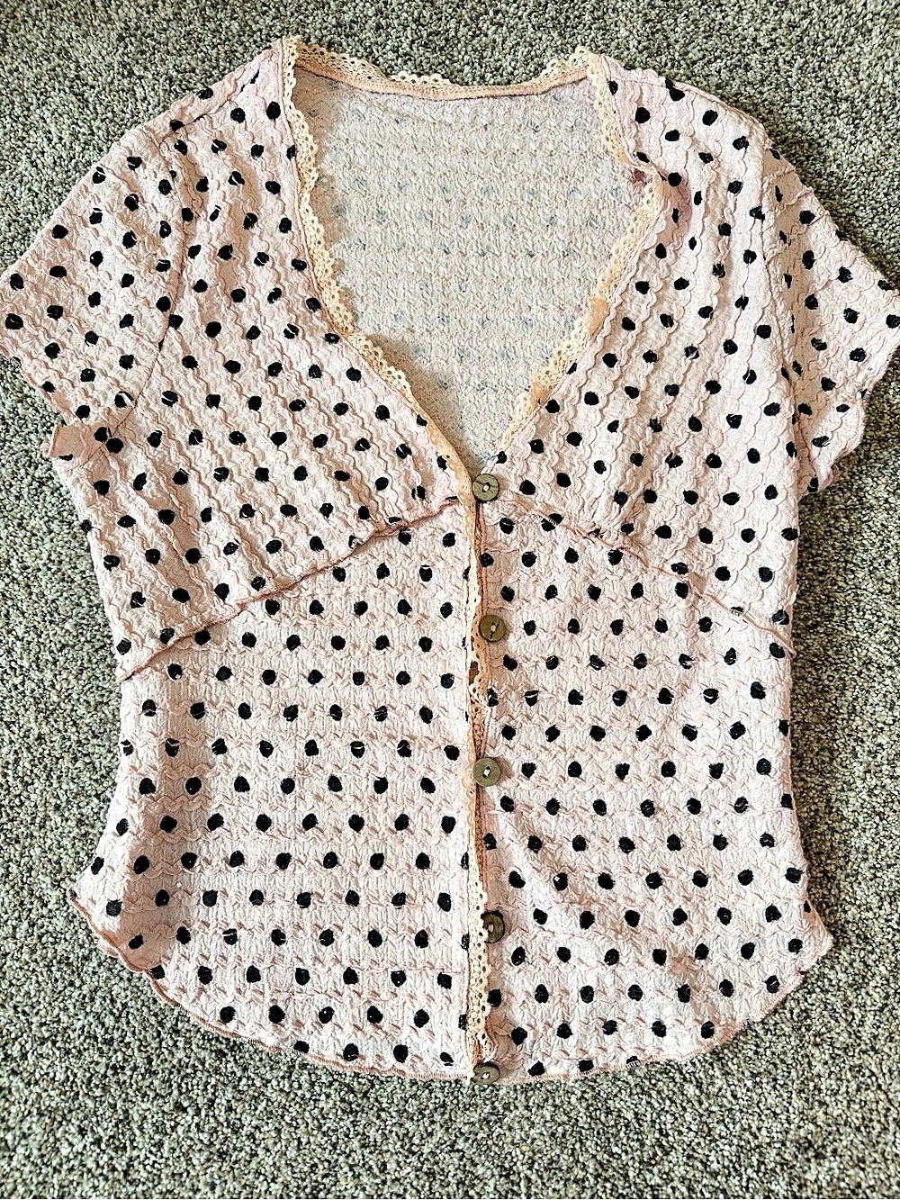 Pink & Black Polka Dot Blouse